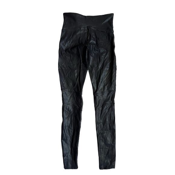 SPANX Black Moto Style Faux Leather Leggings Size S - Picture 2 of 5